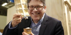 Ben & Jerrys CEO Jostein Solheim poses for photographers at the COP21, the United Nations Climate Change Conference Monday, Dec. 7, 2015 in Le Bourget, north of Paris. Solheim is among several major U.S. food and beverage companies are calling on world leaders to push for a meaningful agreement at the United Nation's conference on climate change later this year in Paris. (AP Photo/Christophe Ena)