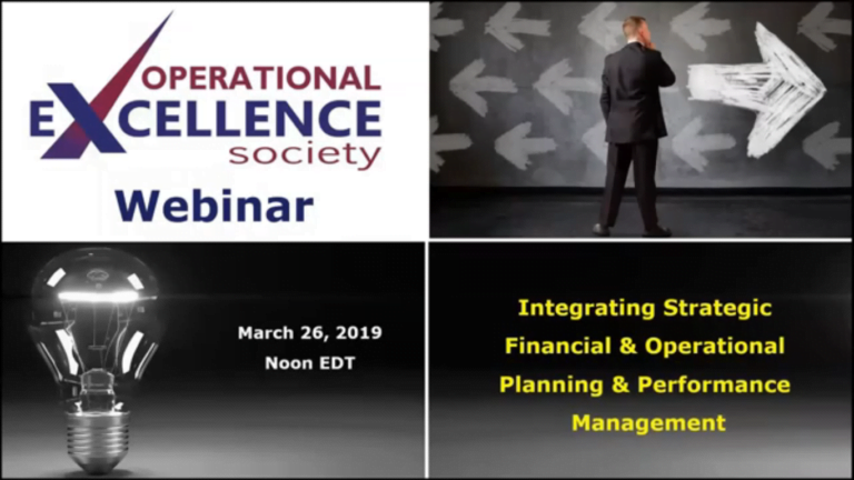 Operational Excellence Webinar Series – Strategic Financial and Operational Performance Management